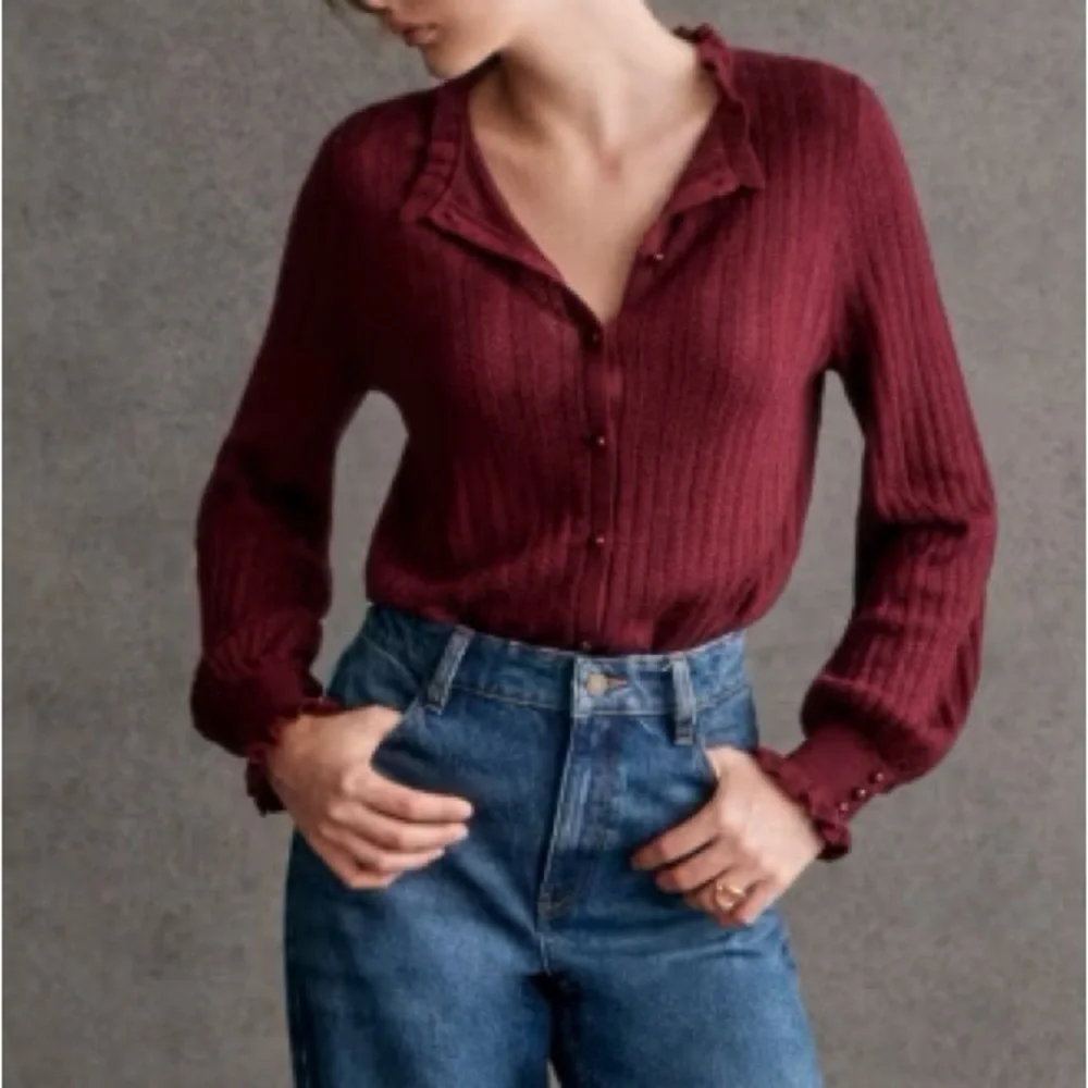 Sezane Louis Cardigan Burgundy - Size S - Picture 2 of 5